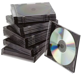 CD-Boxen Standard - Slim Line für 1 CD/DVD, transparent/schwarz, Packung mit 25 Stück, 1 St.