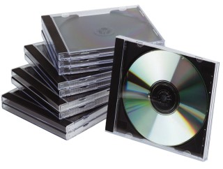CD-Boxen Standard - Hardbox für 1 CD/DVD, transparent/schwarz, Packung mit 10 Stück, 1 St.