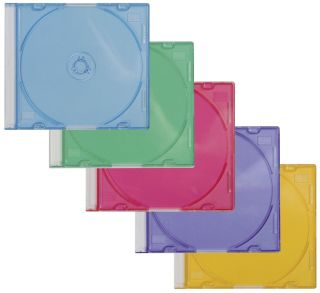 CD-Boxen Standard - Slim Line für 1 CD/DVD, farbig sortiert, Packung mit 25 Stück, 1 St.