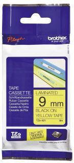 TZe-621 Schriftbandkassette - laminiert, 9 mm x 8 m, schwarz auf gelb, 1 St.