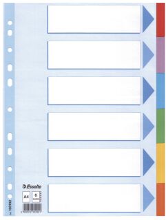 Register - blanko, Karton, A4, 6 Blatt, weiß, farbige Taben, 1 St.
