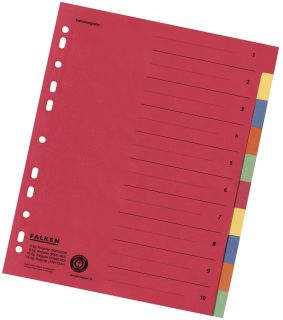 Zahlenregister - 1-10, Karton farbig, A4, 5 Farben, gelocht mit Orgadruck, 1 St.
