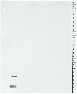 Register - A - Z, PP, ohne Index, A4 Überbreite, 24 Blatt, grau, 1 St.