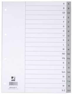 Register - A - Z, PP, mit Index, A4, 20 Blatt, grau, 1 St.