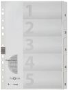 Zahlenregister - 1 - 5, Karton, A4, 5 Blatt, weiß,...