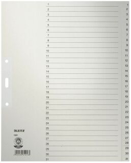 1231 Zahlenregister - 1-31, Papier, A4 Überbreite, 31 Blatt, grau, 1 St.