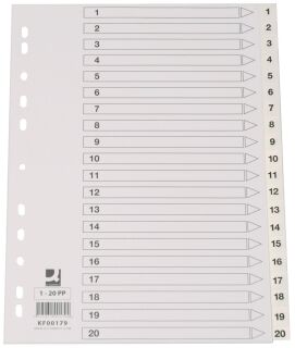Zahlenregister - 1 - 20, PP, A4, 20 Blatt, weiß , 1 St.