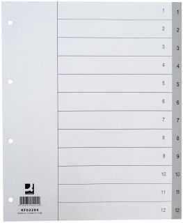 Zahlenregister - 1 - 12, PP, A4 Überbreite, 12 Blatt, grau, 1 St.