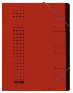 Ordnungsmappe chic - 12 Fächer, A4, Karton (RC), 450 g/qm, rot, 1 St.
