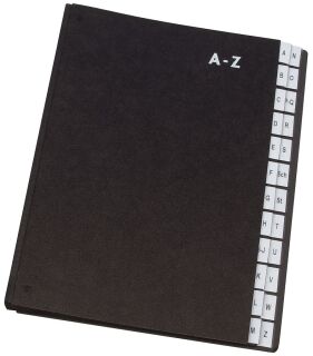 Pultordner Hartpappe - A - Z, 24 Fächer, Farbe schwarz, 1 St.