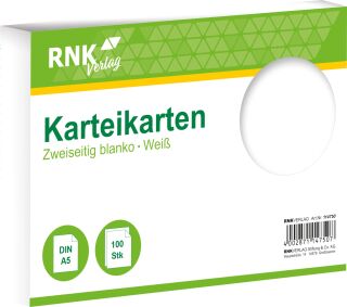 Karteikarten - DIN A5, blanko, weiß, 100 Karten, 1 St.