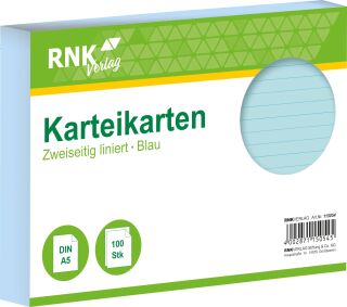 Karteikarten - DIN A5, liniert, blau, 100 Karten, 1 St.