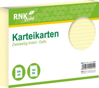 Karteikarten - DIN A5, liniert, gelb, 100 Karten, 1 St.