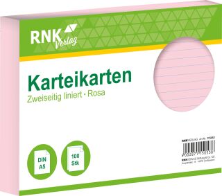 Karteikarten - DIN A5, liniert, rosa, 100 Karten, 1 St.
