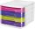 Schubladenbox Ellypse - A4, 4 halboffene Schubladen, weiß/pink-, blau-, grün-, violett-transparent, 1 St.