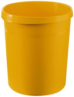 Papierkorb GRIP - 18 Liter, rund, 2 Griffmulden, extra stabil, gelb, 1 St.