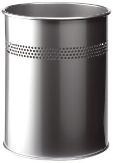 Papierkorb Metall rund 15 Liter, P 30mm, metallic silber, 1 St.
