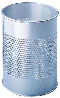 Papierkorb Metall rund 15 Liter, P 165 mm, metallic silber, 1 St.
