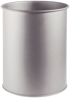 Papierkorb Metall rund 15 Liter, metallic silber, 1 St.