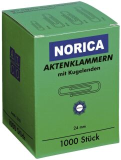 Büroklammern mit Kugelenden - 24 mm glatt, verzinkt, 1.000 Stück, 1 St.