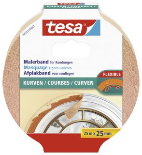 Papier-Klebeband Maler-Krepp für Rundungen - 25 m x 25 mm, beige, 1 St.