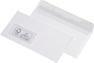 Briefumschläge Recycling - DIN lang (220x110 mm), mit Fenster, haftklebend, 100g/qm, 100 Stück, 1 St.