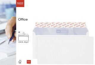 Briefumschlag Office - C5/6, hochweiß, haftkelbend, Innendruck, ohne Fenster, 80 g/qm, 25 Stück., 1 St.