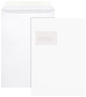 Versandtaschen - C4, mit Fenster, 100 g/qm, 100 Stück, haftklebend, 1 St.