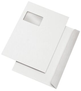 Versandtaschen C4, mit Fenster, haftklebend, 100 g/qm, weiß, 500 Stück, 1 St.