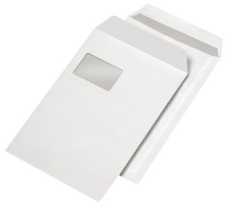 Versandtaschen C4 , m. Fenster, Inndendruck, selbstklebend, 100 g/qm, weiß, 250 Stück, 1 St.