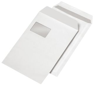 Versandtaschen C4, blickdicht, mit Fenster, haftklebend, 120 g/qm, weiß, 250 Stück, 1 St.