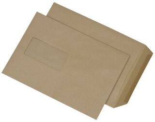 Versandtaschen Recycling - C5, mit Fenster, gummiert, 90 g/qm, braun, 500 Stück, 1 St.