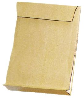 Faltentaschen - E4, ohne Fenster, 40 mm-Falte, Klotzboden, haftklebend, 140 g/qm, braun, 100 Stück, 1 St.