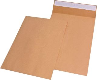 Faltentaschen - C4, ohne Fenster, 40 mm-Falte, Klotzboden, haftklebend, 120 g/qm, braun, 100 Stück, 1 St.