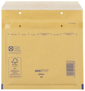 Luftpolstertaschen CD, 180x165 mm, goldgelb/braun, 100 Stück, 1 St.