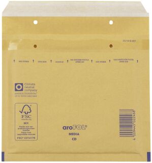 Luftpolstertaschen CD, 180x165 mm, braun, 10 Stück, 1 St.