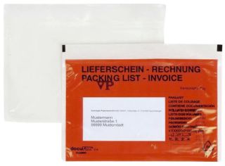Begleitpapiertaschen mit Aufdruck Lieferschein-Rechnung - C6, 250 Stück, 1 St.