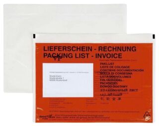 Begleitpapiertaschen mit Aufdruck Lieferschein-Rechnung - C5, 250 Stück, 1 St.