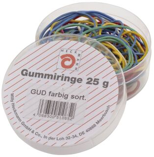 Gummiringe - farbig sortiert, Dose mit 25g , 1 St.