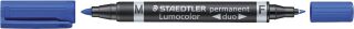 Permanentmarker Lumocolor® duo - nachfüllbar, 0,6 mm und 1,5 mm, blau, 1 St.
