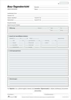 Bau-Tagesbericht - Block - SD, 3 x 40 Blatt, DIN A4, 1 St.