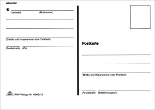 Postkarte - A6, mit Absender, 10 Stück, 1 St.
