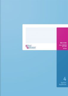 Spaltenbuch Kopfleisten-Ausführung - A4, 4 Spalten, 40 Blatt, Schema über 1 Seite, 1 St.
