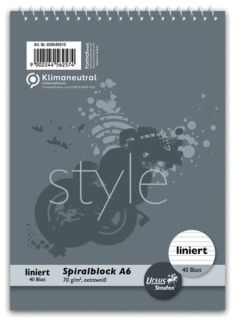 Spiralblock - A6, 40 Blatt,  70 g/qm, liniert, 1 St.