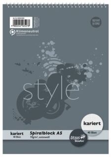 Spiralblock - A5, 40 Blatt,  70 g/qm, kariert, 1 St.