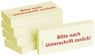 Haftnotizen "Bitte nach Unterschrift zurück" - 75 x 35 mm, 5x 100 Blatt, 1 VPE