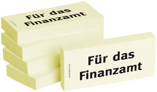 Haftnotizen "Für das Finanzamt " - 75 x 35 mm, 5x 100 Blatt, 1 VPE