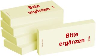 Haftnotizen "Bitte ergänzen" - 75 x 35 mm, 5x 100 Blatt, 1 VPE