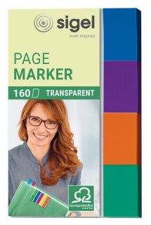 Page Marker Transparent - 50 x 20 mm, sortiert, 4x 40 Streifen, 1 St.