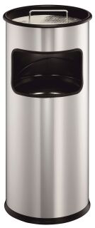 Papierkorb mit Ascher METALL - Ø260 x 620 mm, 17 l, silber metallic, 1 St.